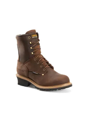 Men's Waterproof Steel Toe Logger Boots In Brown Stable Wear Shape Support