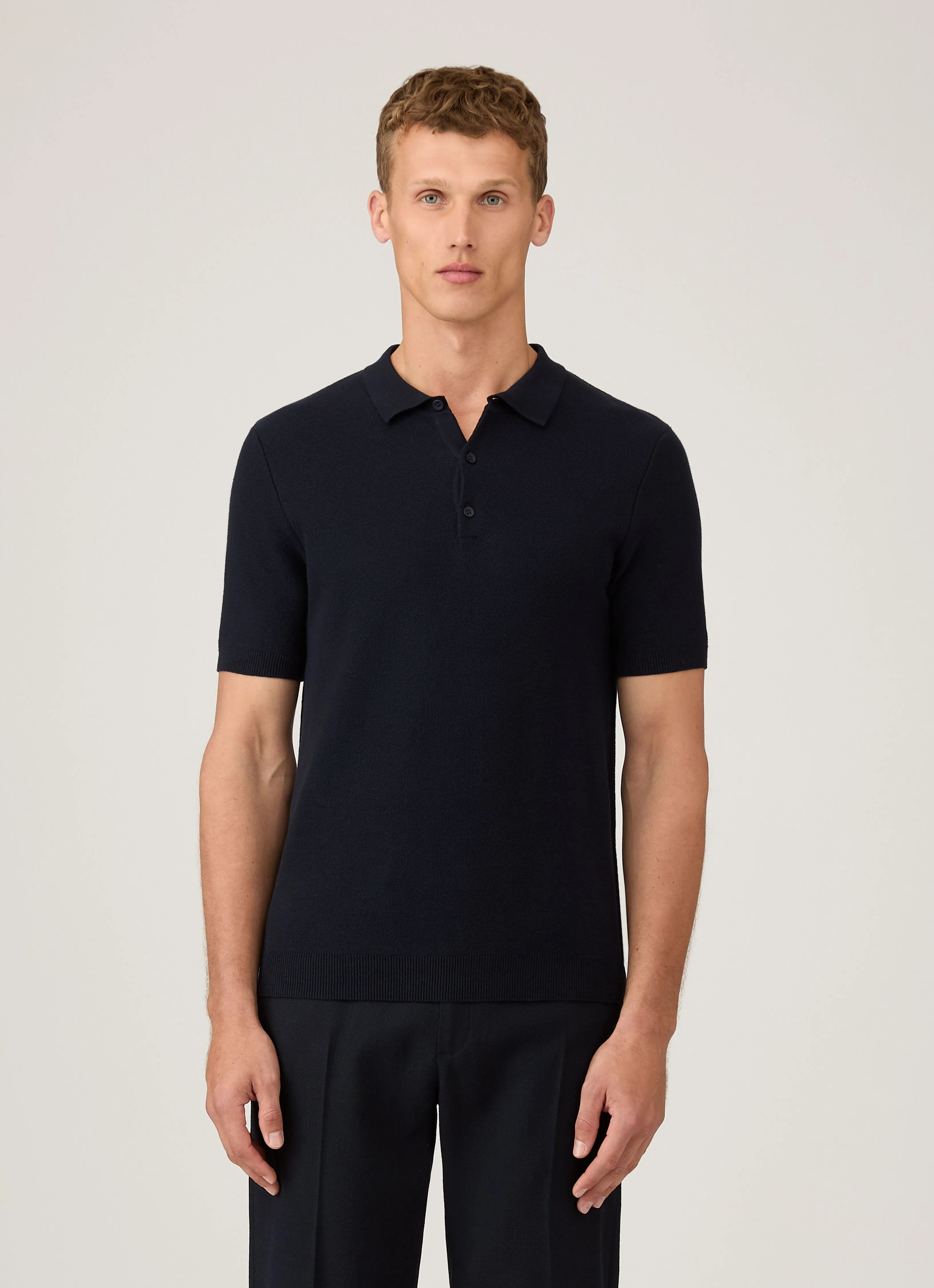 Daily Essential Men's Knit Polo Shirt in Navy
