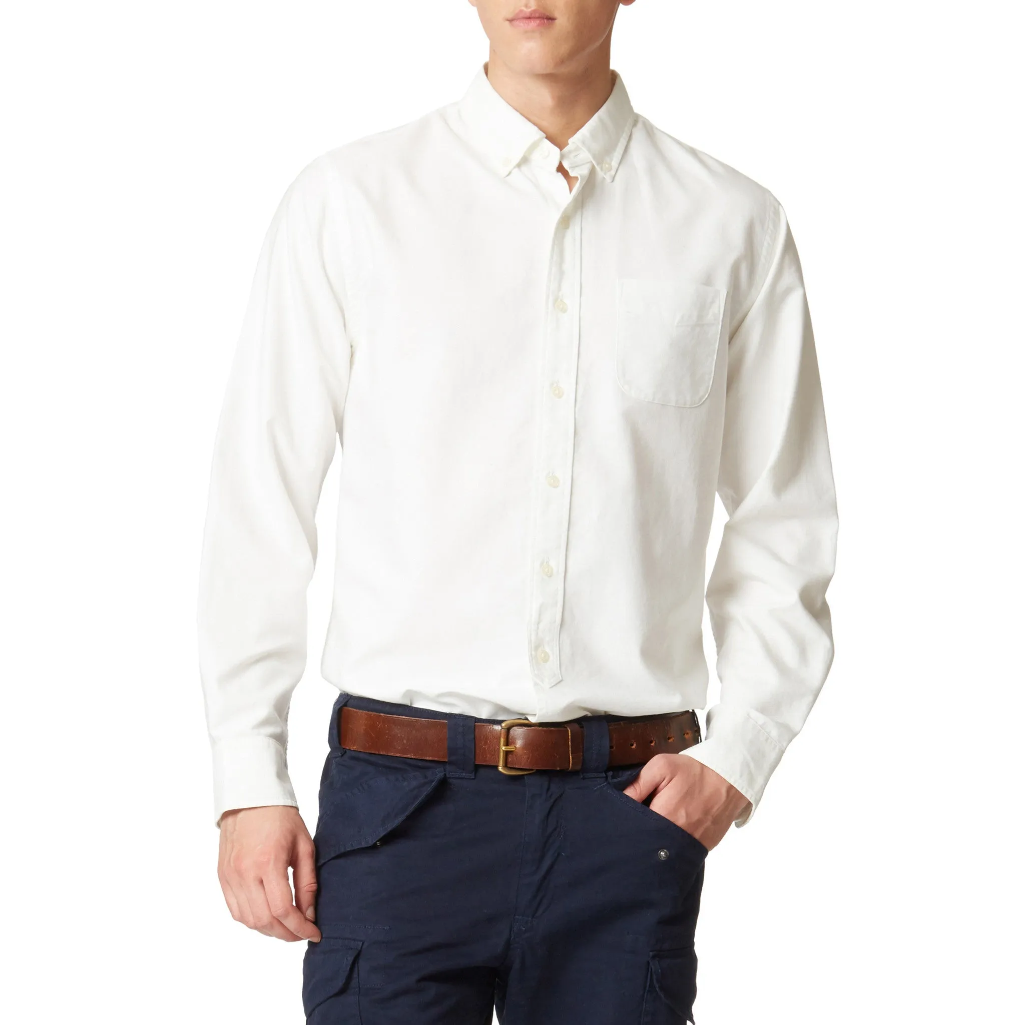 Heathered Fabric The White Oxford Button Down
