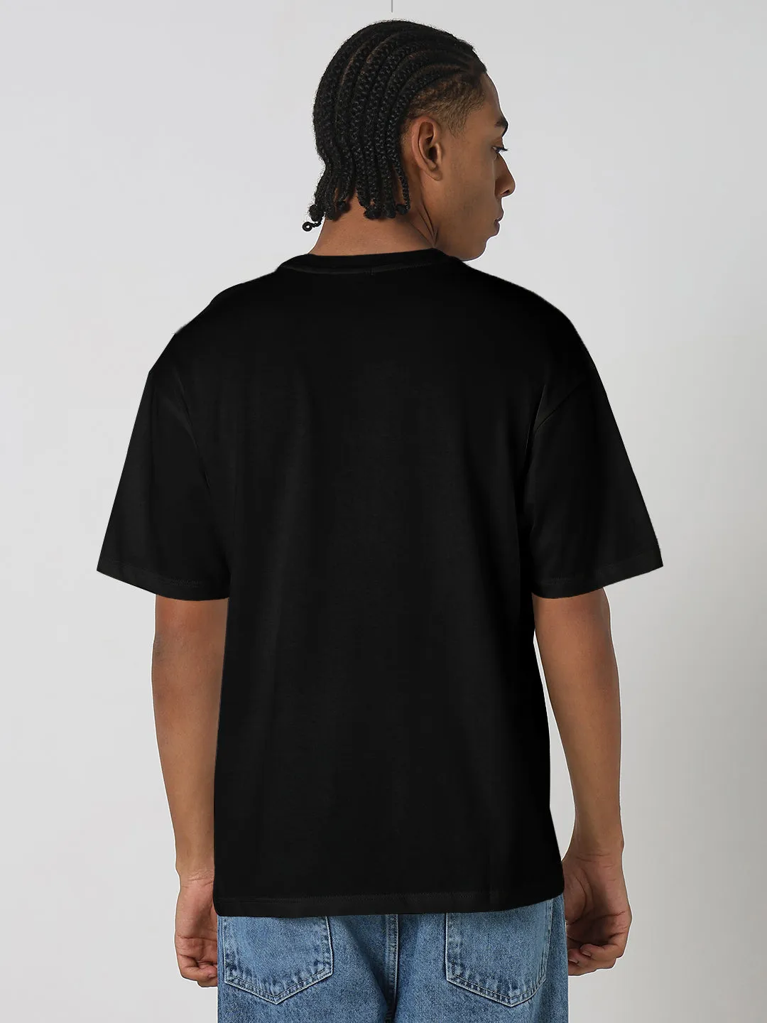 Men's Typography Printed Black Regular Fit T-Shirt simple design