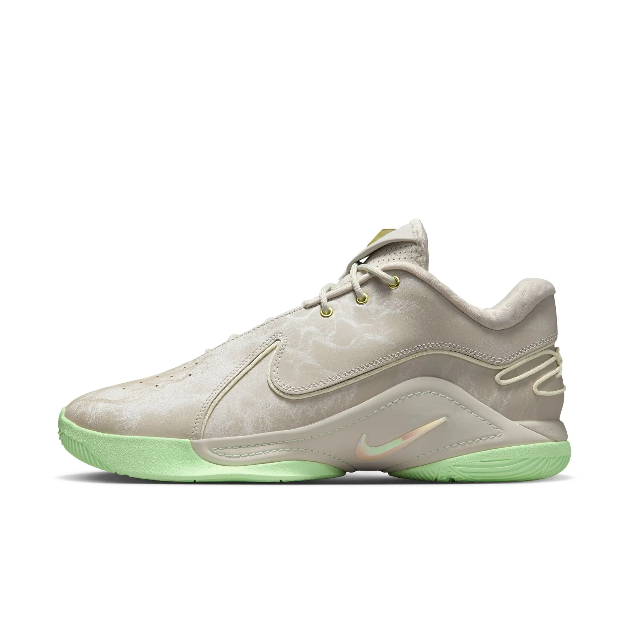 Nike LeBron XXII EP "Light Bone/Vapor Green/Soft Pearl" Hook And Loop Sneakers Lace Up