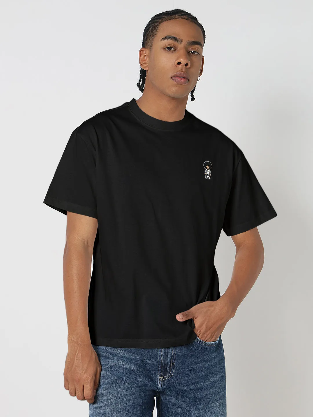 Men's Black Regular Fit T-Shirt FlatlockStitching FlexibleMaterial