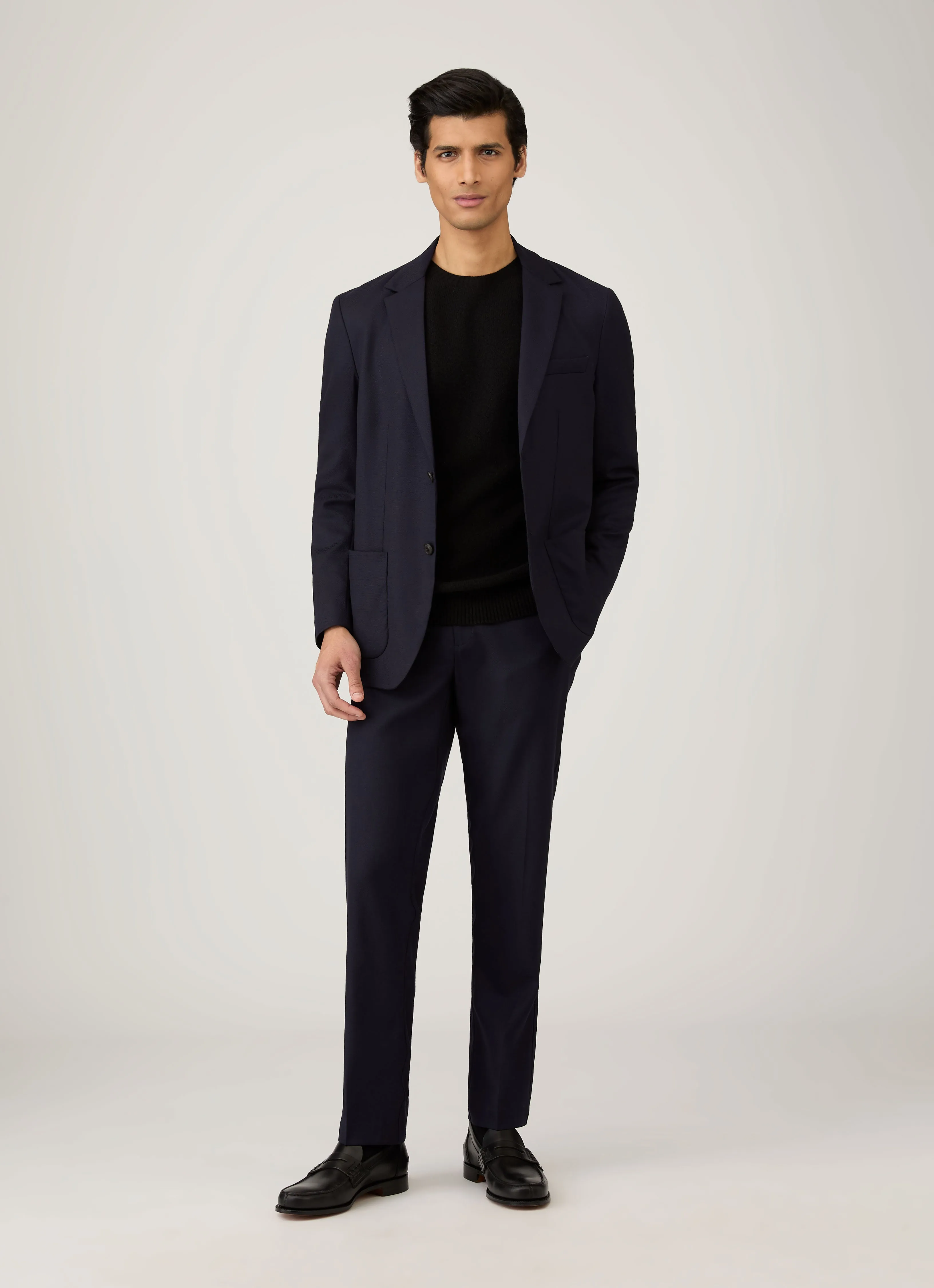 WaterRepellent Finish Everyday Use Men's Lambswool Crew Neck Jumper in Black