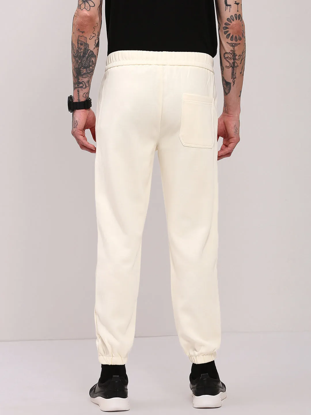 Men's Cream Solid Jogger Odor control
