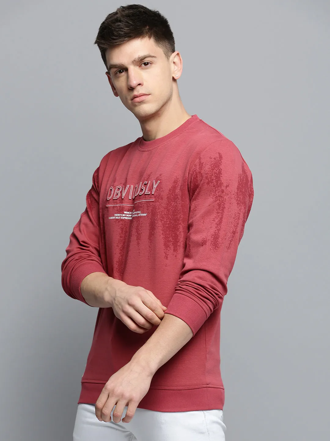 product brand loyalty Water-Repellent Finish Men's Rose Typography Printed Pullover Sweatshirt