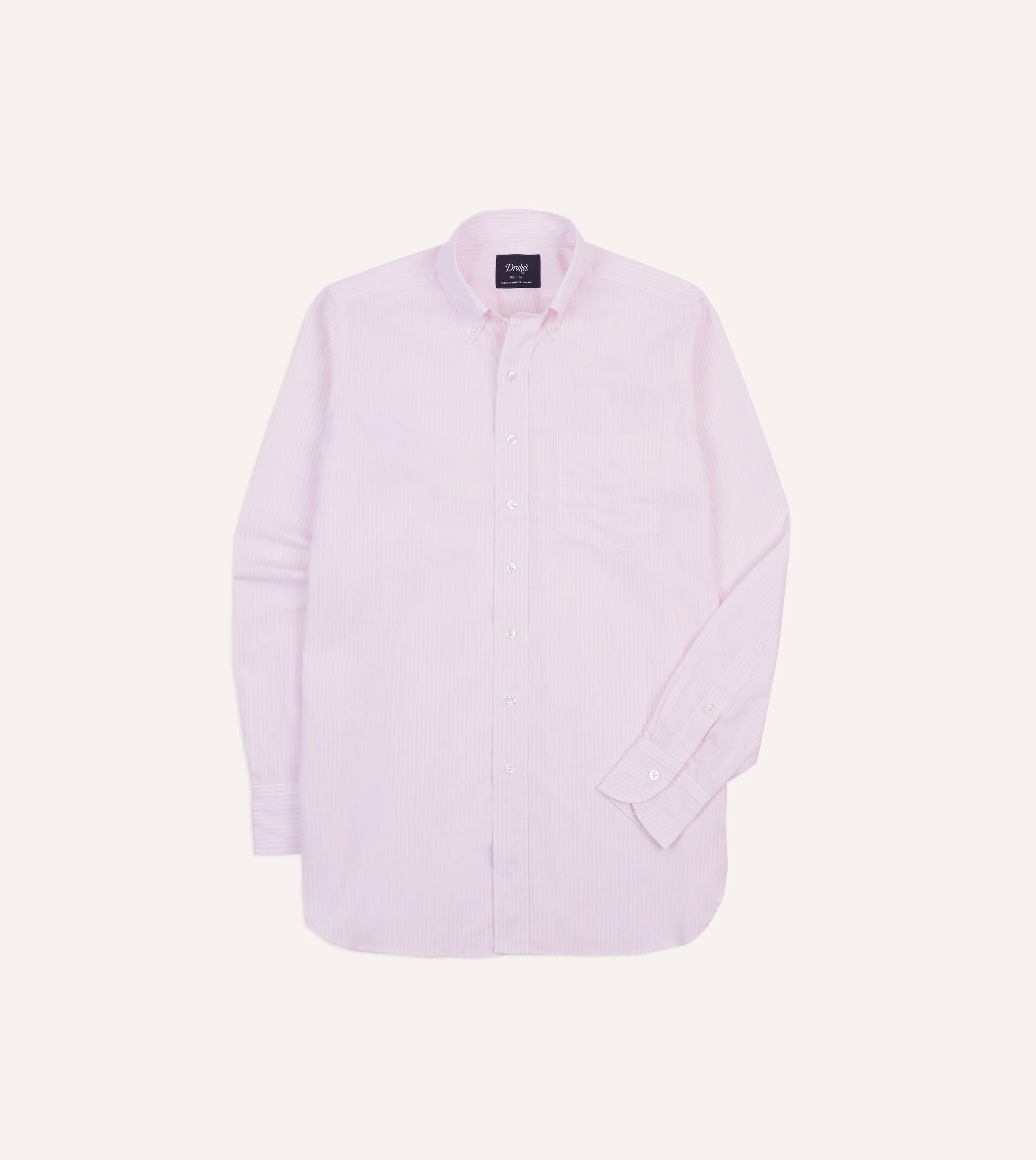 Pink Narrow Stripe Cotton Poplin Button-Down Shirt NonIronTechnology