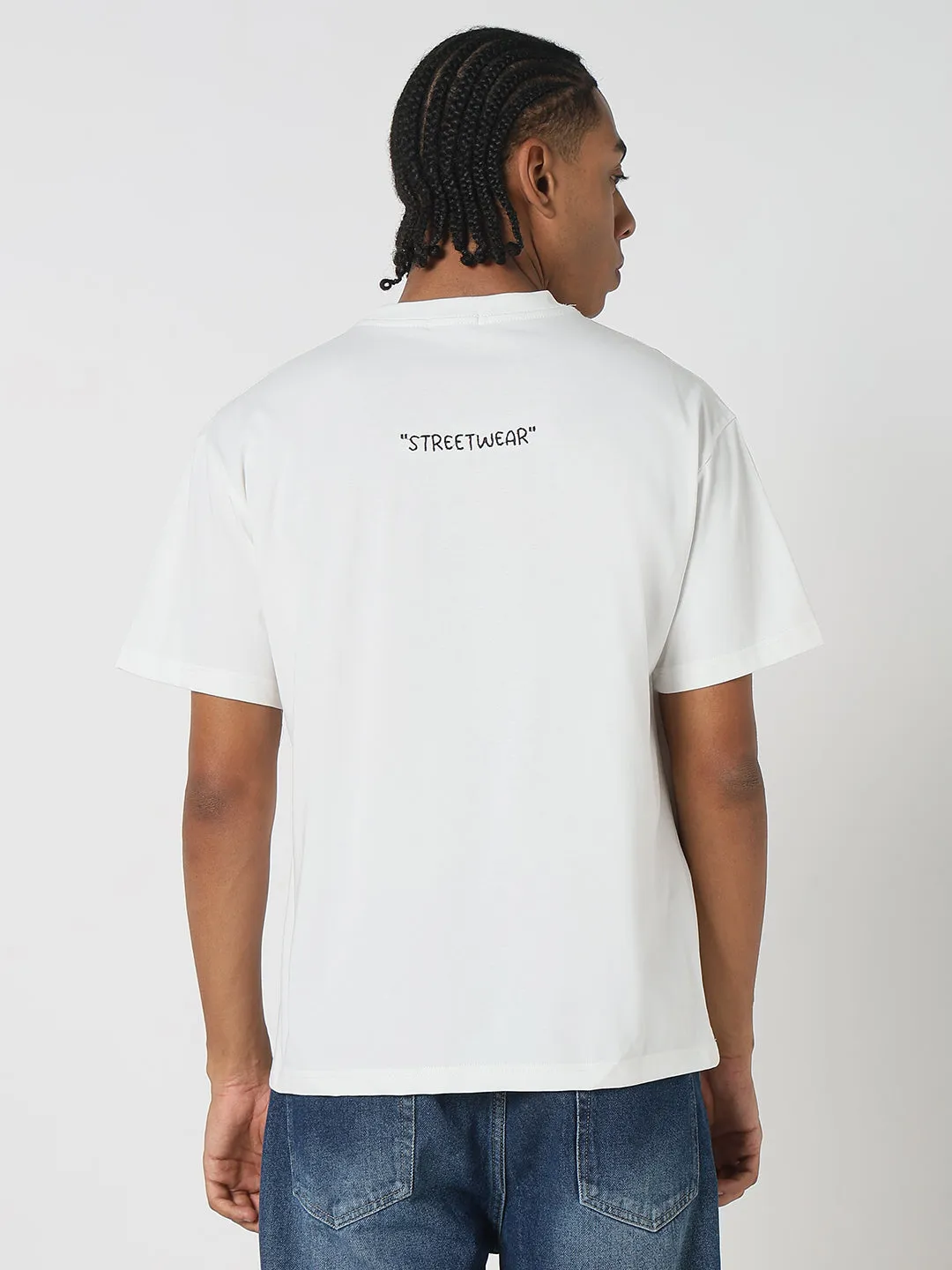 FlexibleFit Earth Fit Men's White Solid Afro Printed T-Shirt