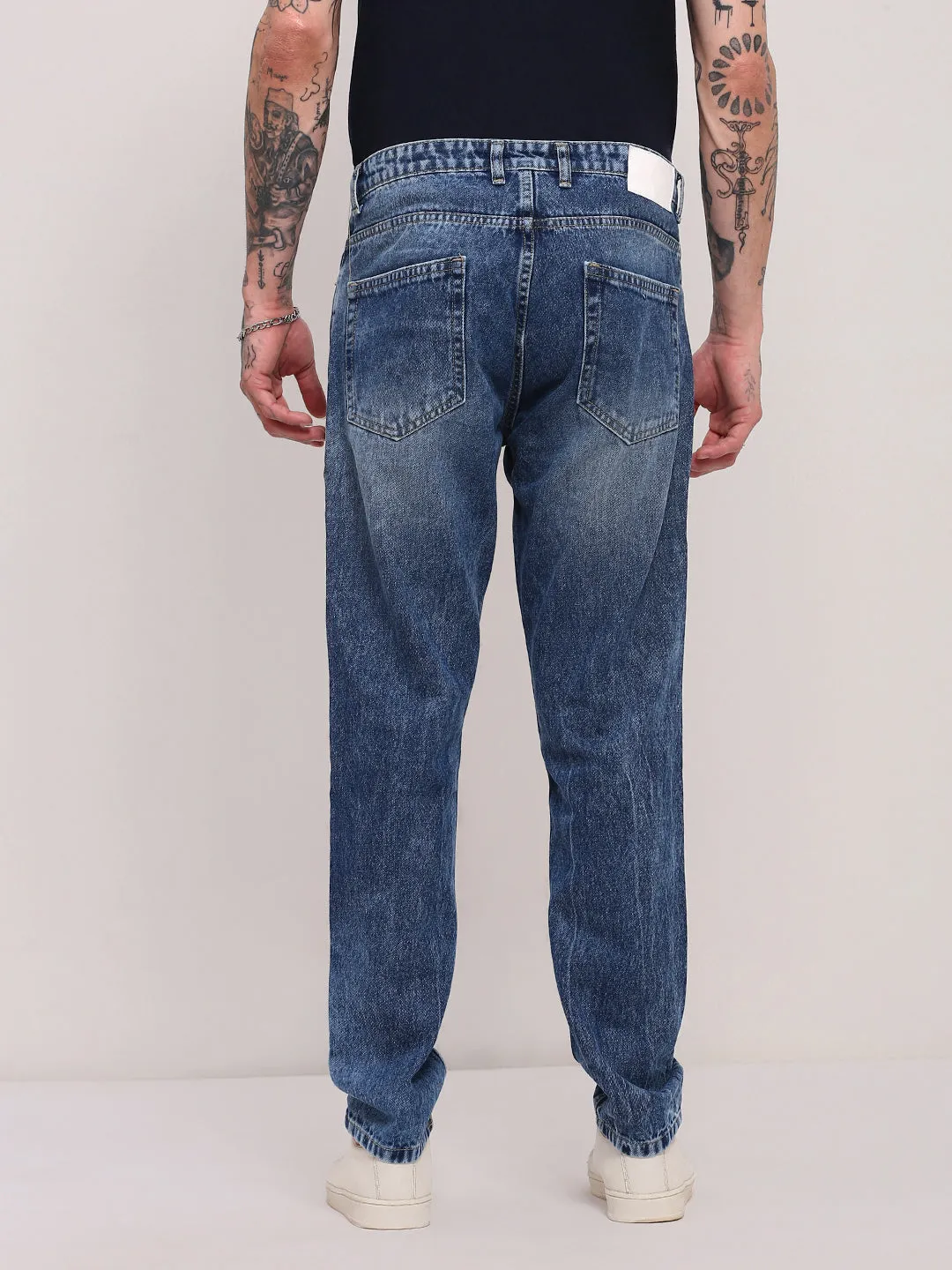 High Quality Holiday Vibes Winter Warmth Men's Blue Vintage Mid-Wash Relaxed Fit Jeans