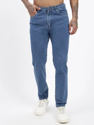 Ready to Wear Simple Fashion Men's Blue Straight Fit Cropped Jeans