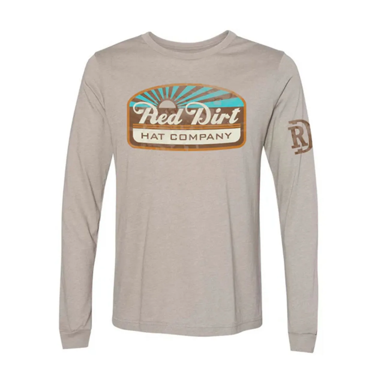 Red Dirt Hat Co. "Blue Skies" Long Sleeve Graphic T-Shirt in Cement Soft Touch Fit