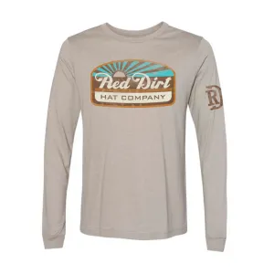 Red Dirt Hat Co. "Blue Skies" Long Sleeve Graphic T-Shirt in Cement Soft Touch Fit