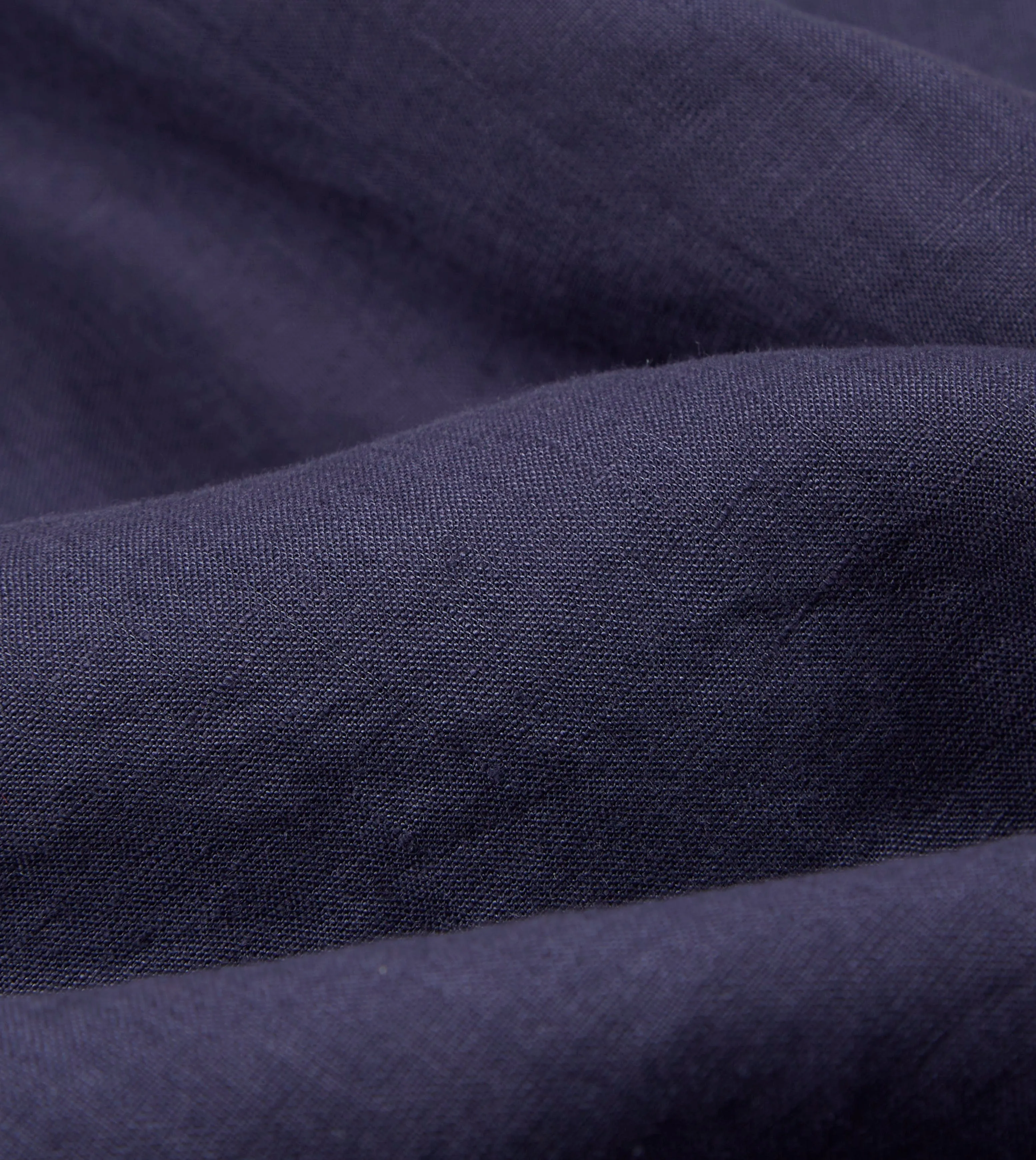 Washed Navy Linen Spread Collar Shirt Smooth Jersey Texture Odor Control Finish