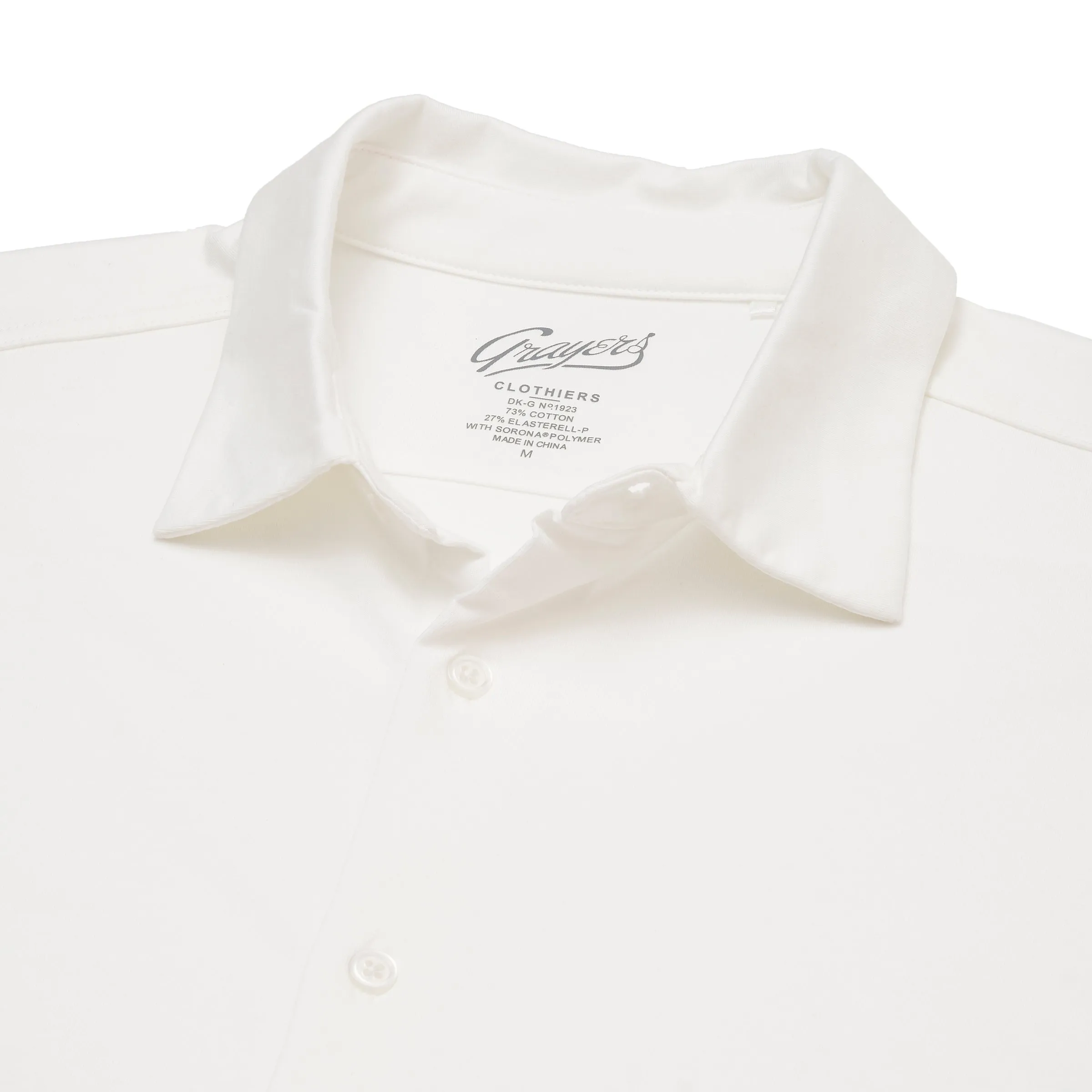 Low Profile Silhouette Soft Fabric Hackett Cotton Sorona Knit Shirt - White