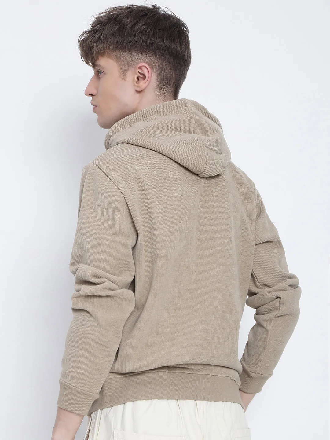 Men's Casual Beige Full Sleeves Hoodie product sale