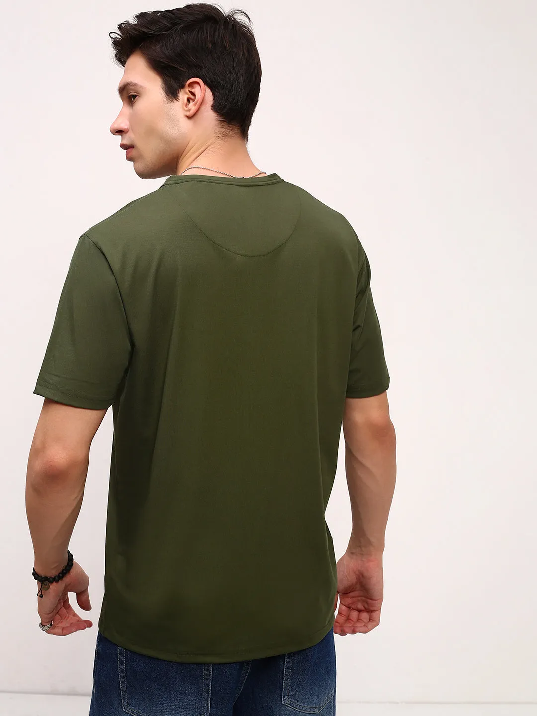 Men's Olive Solid T-Shirt All Day Wear