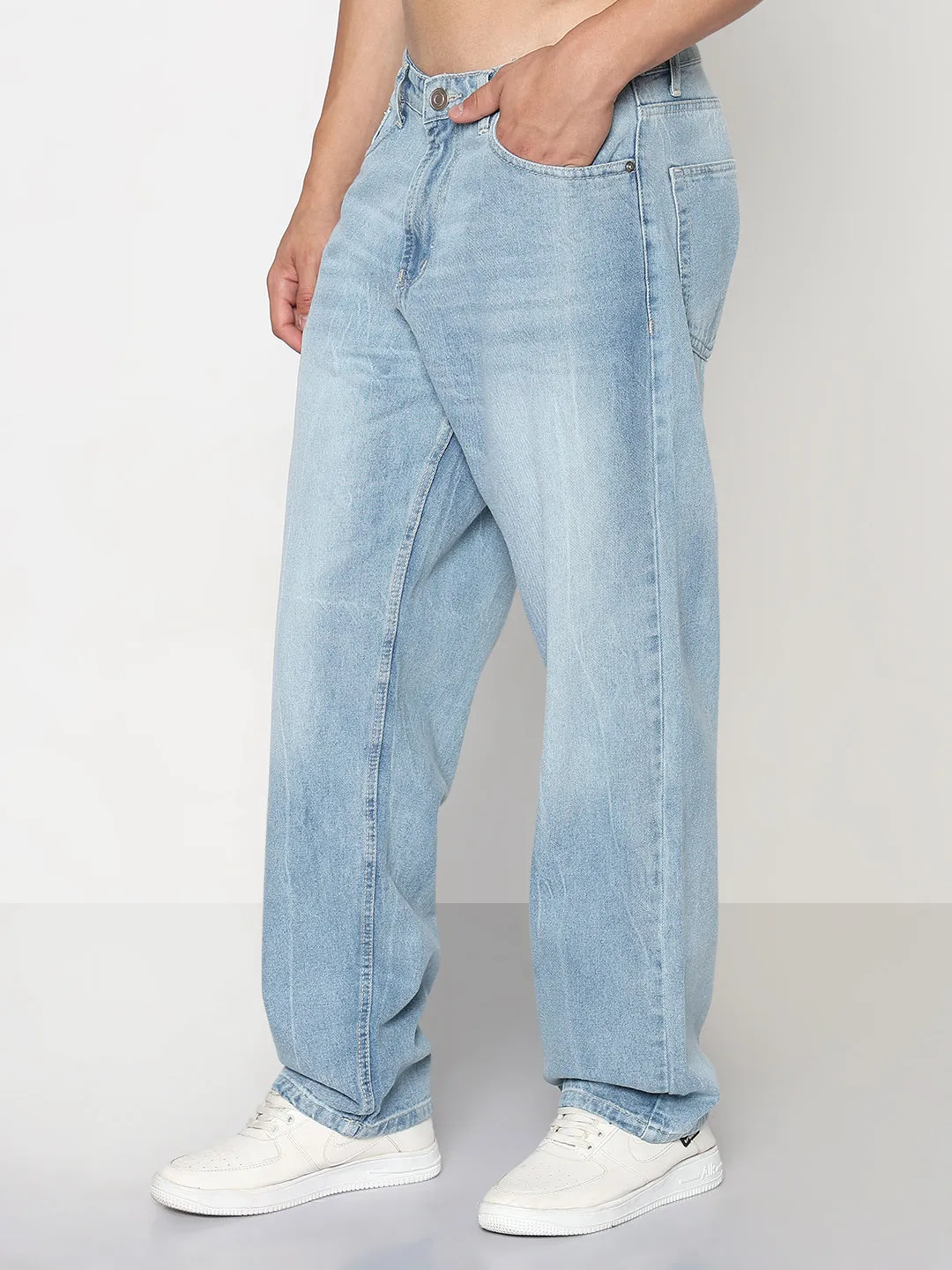 Men's Blue Baggy Fit Jeans Unisex Wear Premium