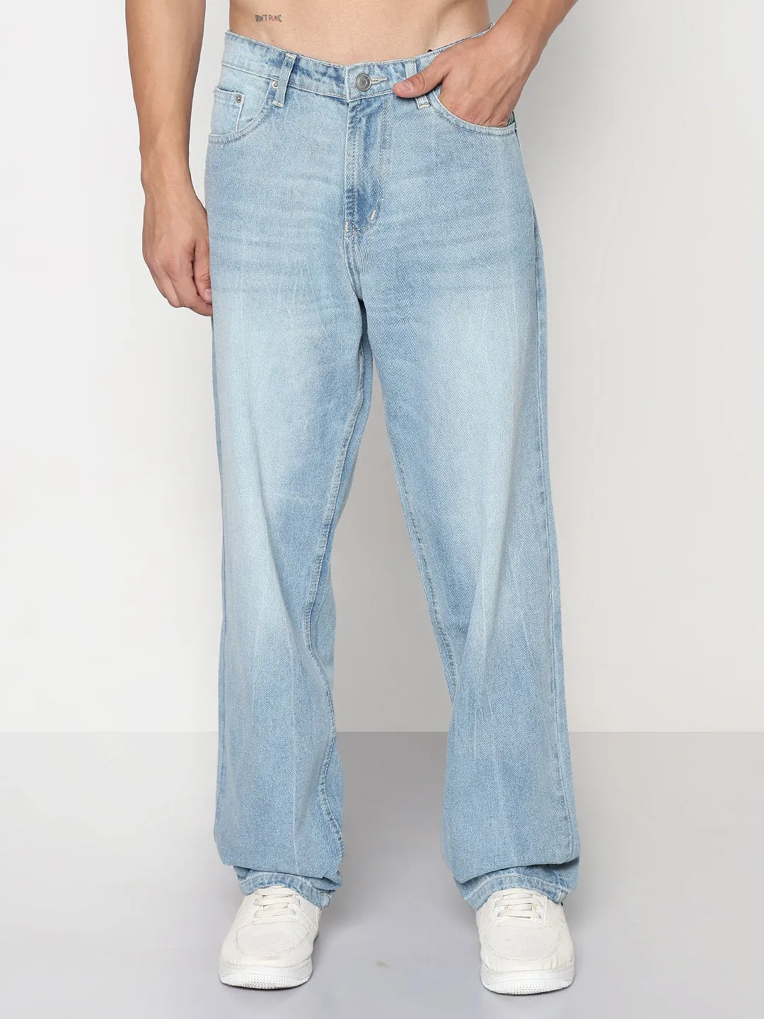 Office Wear Modern Rainy Day All Day Comfort Men's Blue Baggy Fit Jeans