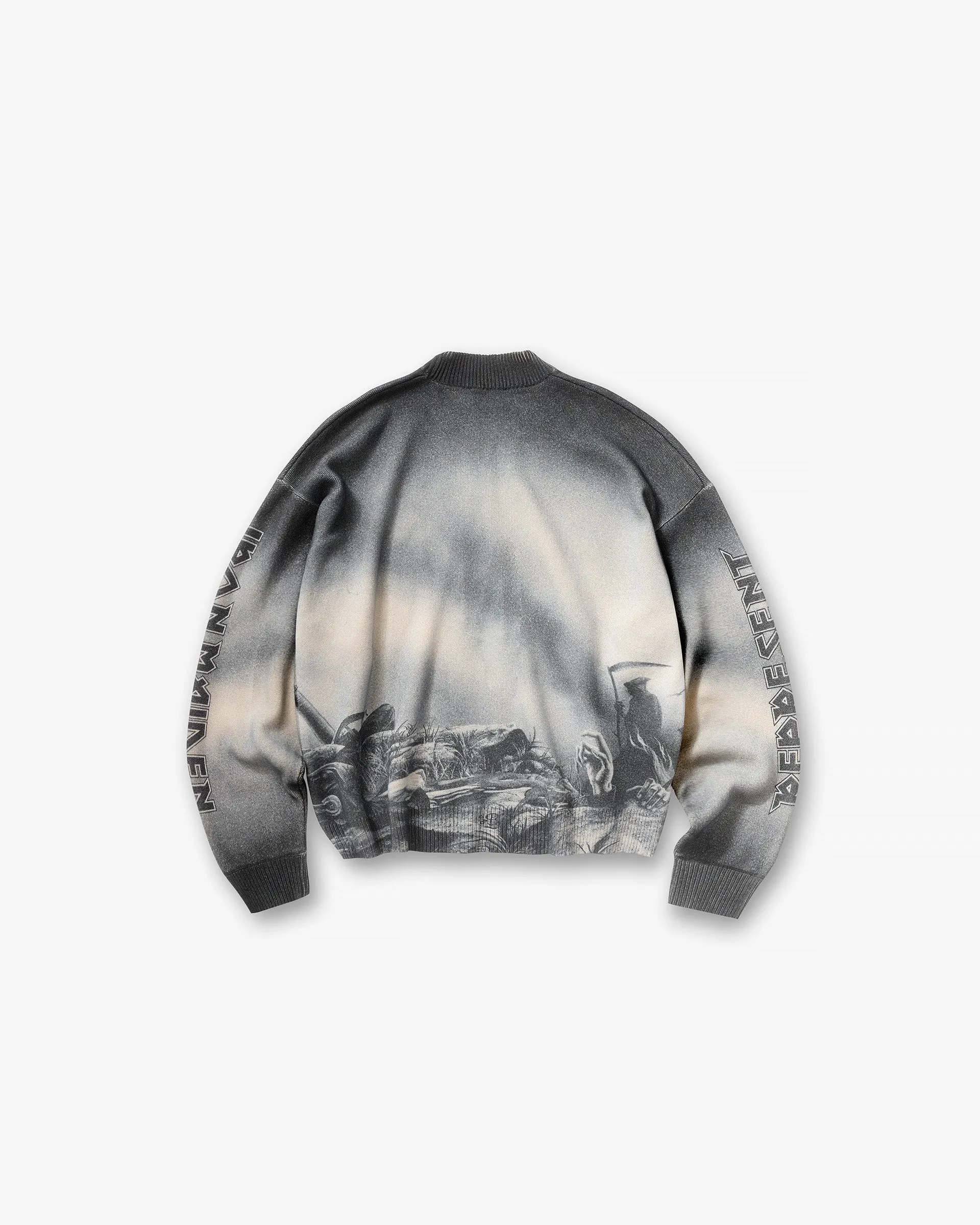 Urban Look Circular Knit Technique Represent X Iron Maiden Trooper Knit Sweater - Sunfade Grey