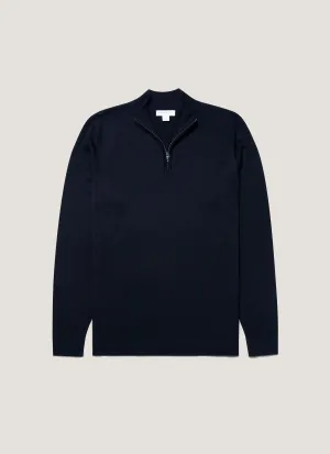 Men's Extra-Fine Merino Zip Neck in Light Navy Quiet Style Grab And Go
