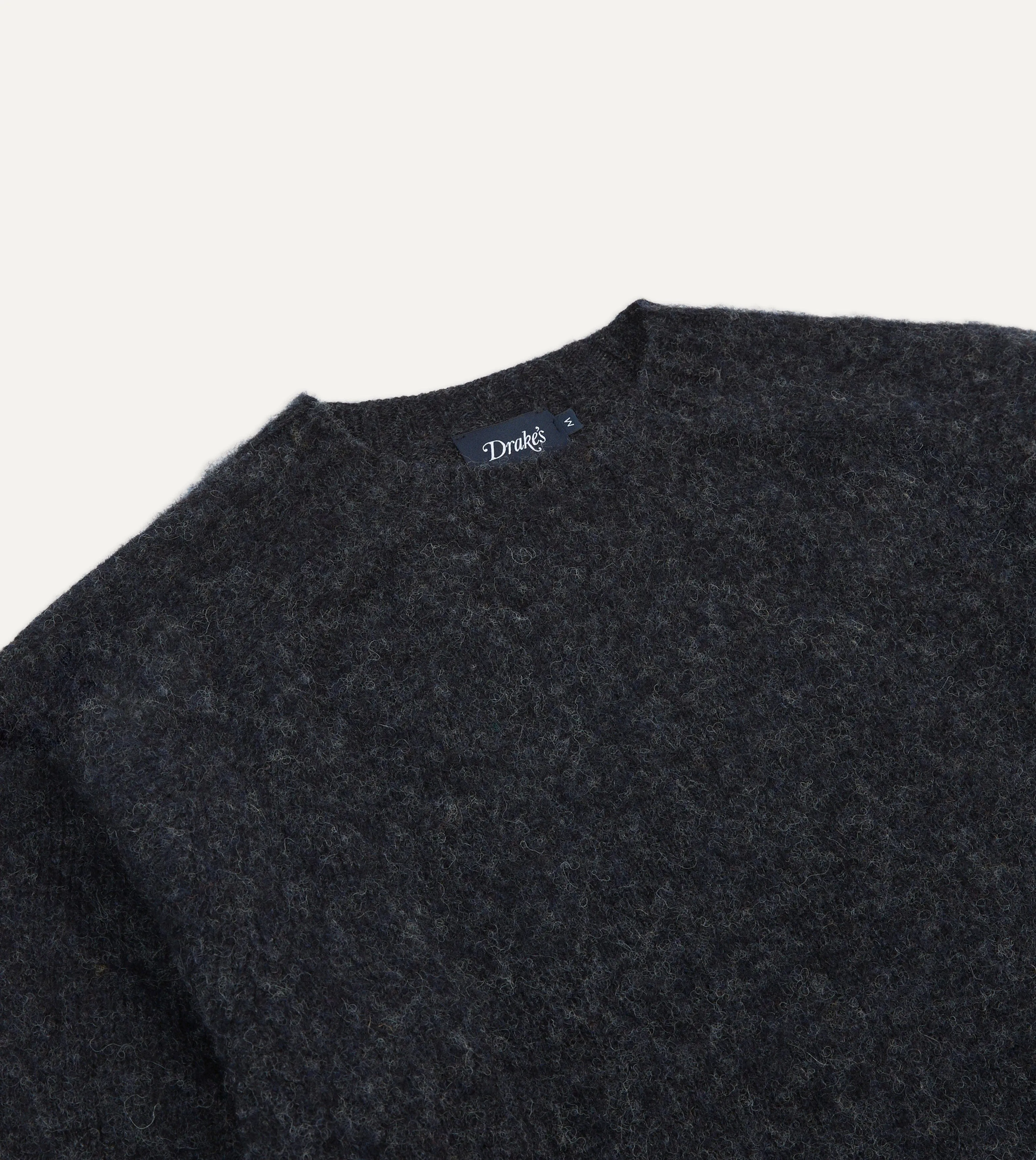 Dark Grey Brushed Shetland Crew Neck Jumper hypoallergenic material