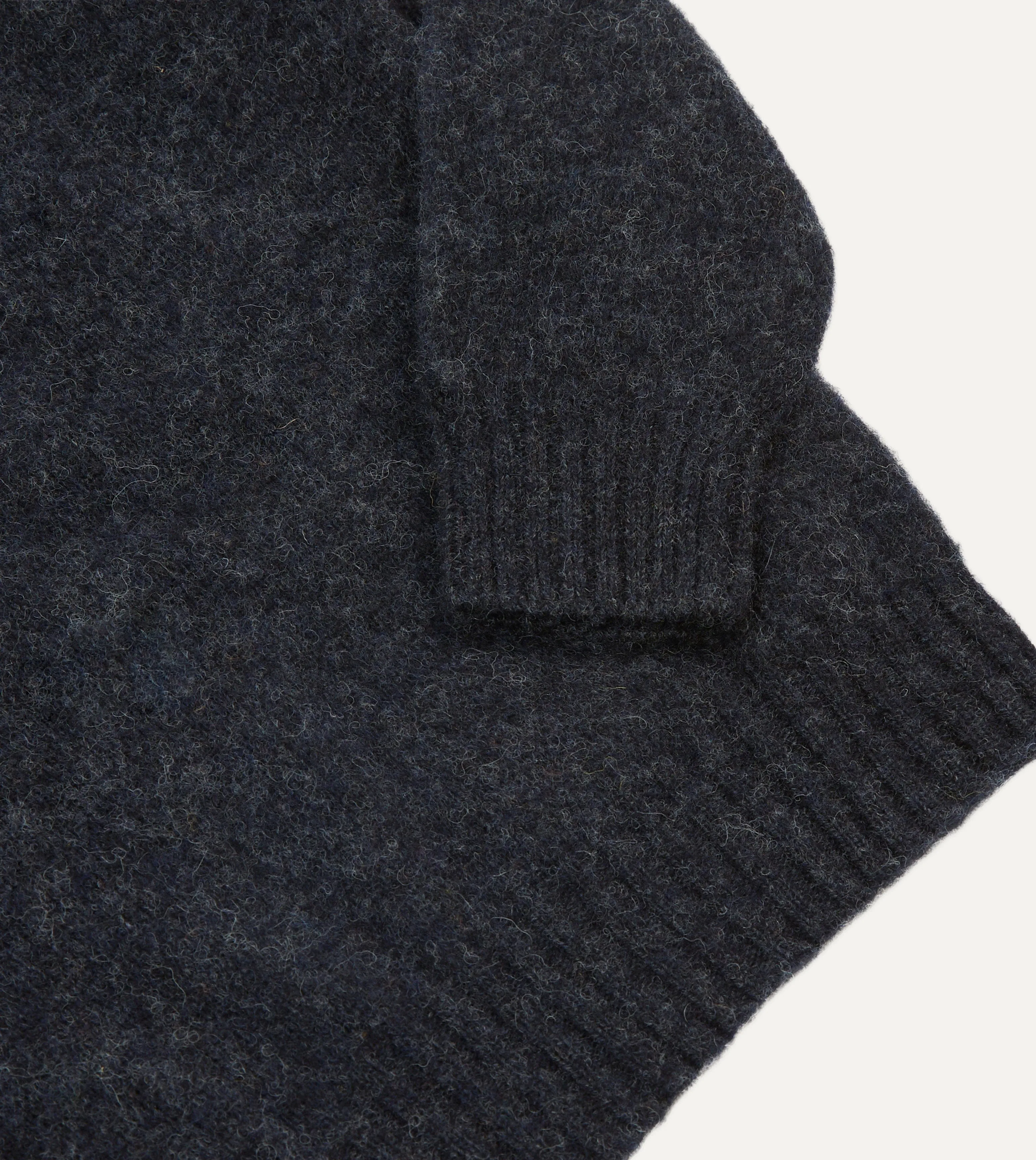 Snug Style Minimalist Stitching Dark Grey Brushed Shetland Crew Neck Jumper