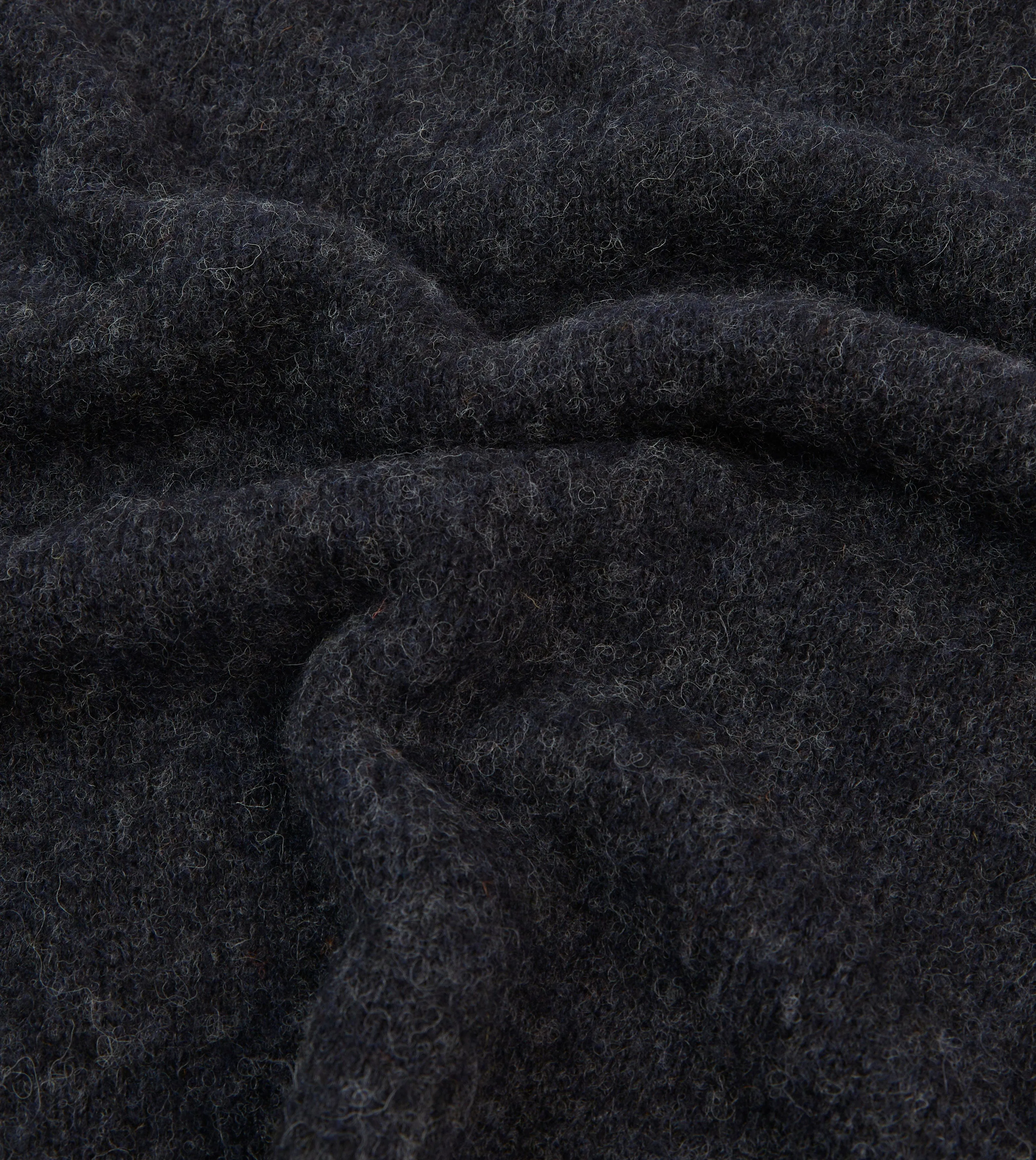 Natural Fiber Composition Dark Grey Brushed Shetland Crew Neck Jumper