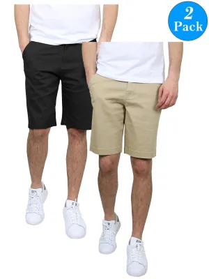RollUpFasten Men's 5-Pockets Flex Stretch Cotton Chino Shorts (2-Pack)