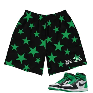 Ombre effect Retro 1 Lucky Green Star Shorts