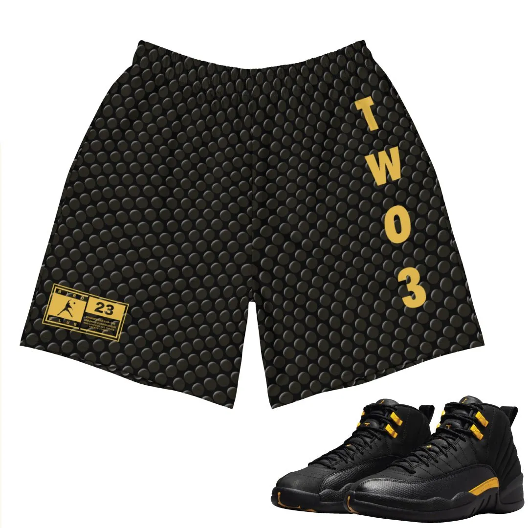 Retro 12 Black Taxi Textured Shorts Tailored Design Microfiber Blend Fabric