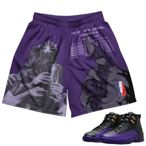 Non Restrictive Cut Cross Ventilation Channels Retro 12 Field Purple Champions Mesh Shorts