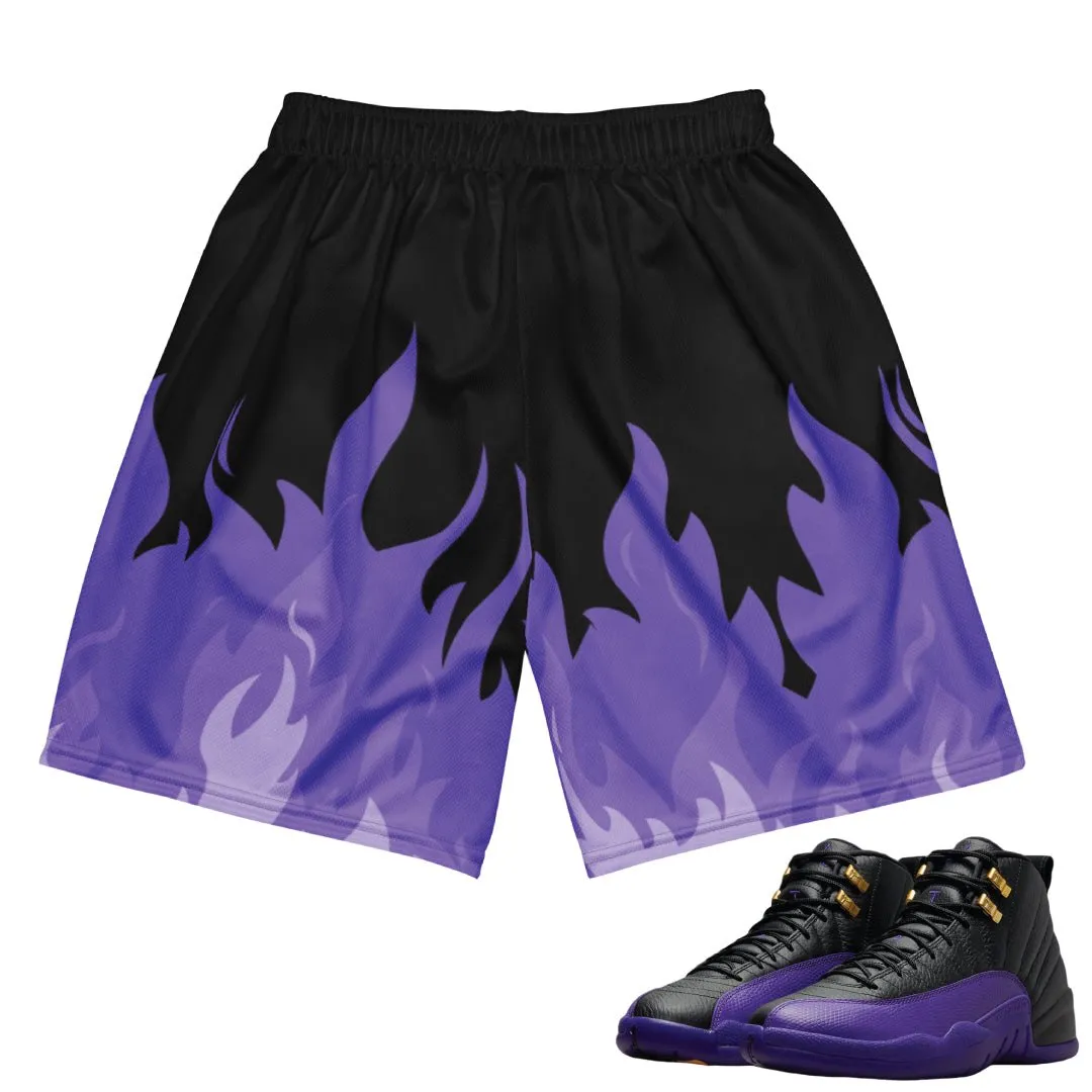Retro 12 Field Purple Flesh Mesh Shorts Tailored Cut