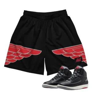 RETRO 2 BLACK CEMENT WING MESH SHORTS skin friendly camping clothing