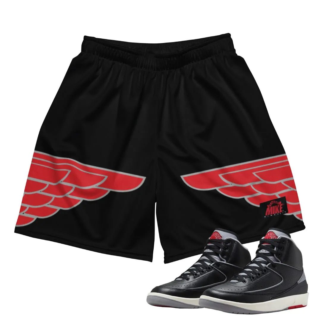 RETRO 2 BLACK CEMENT WING MESH SHORTS skin friendly camping clothing