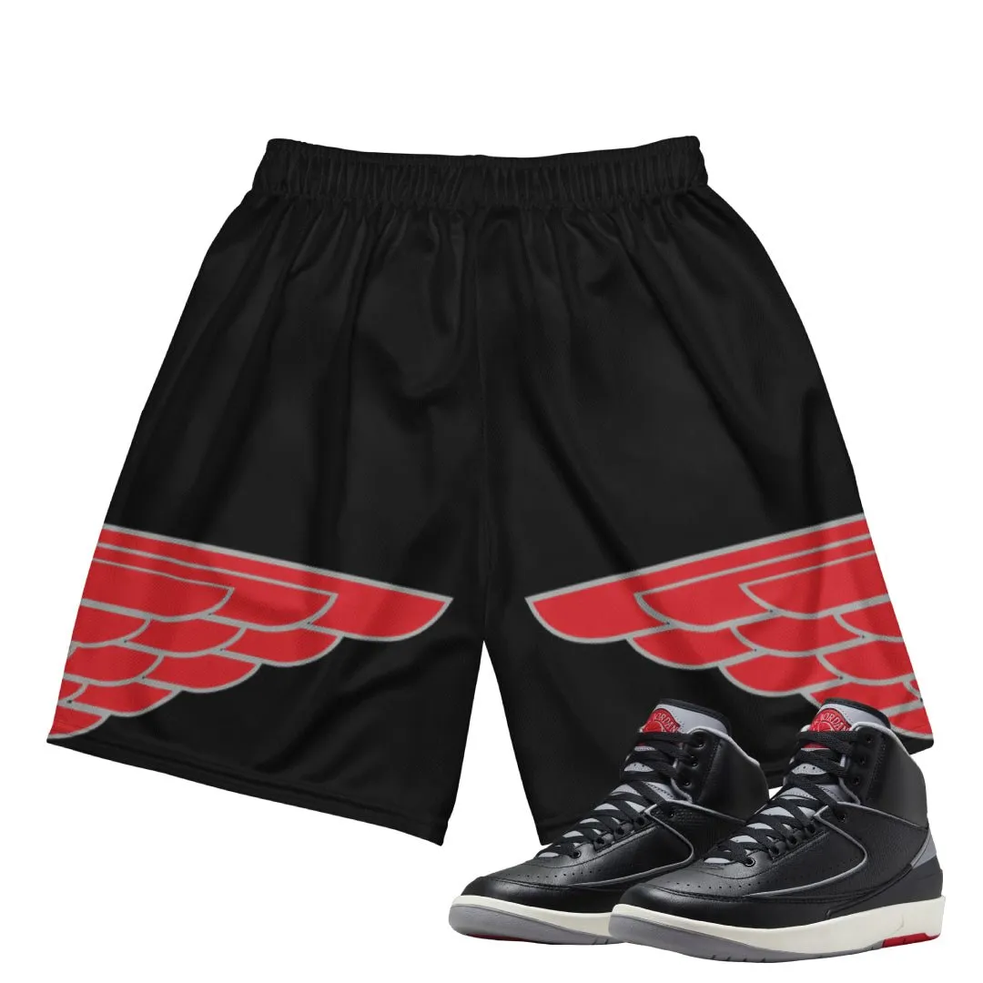 RETRO 2 BLACK CEMENT WING MESH SHORTS Stylish Shorts stripe design