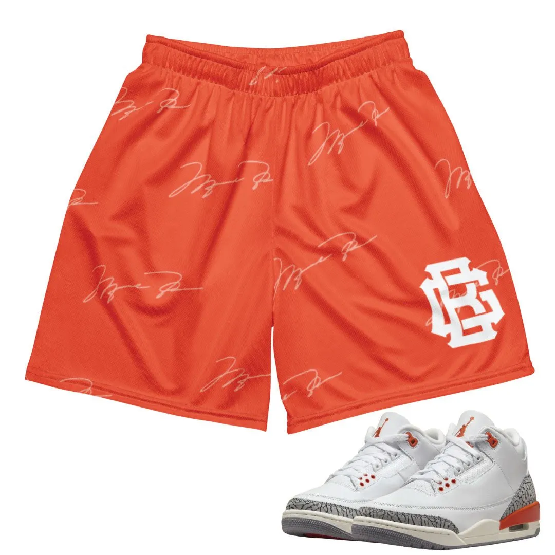 Moisture Wicking Technology Breathable Liner Retro 3 "Georgia Peach" MJ Signature Mesh Shorts