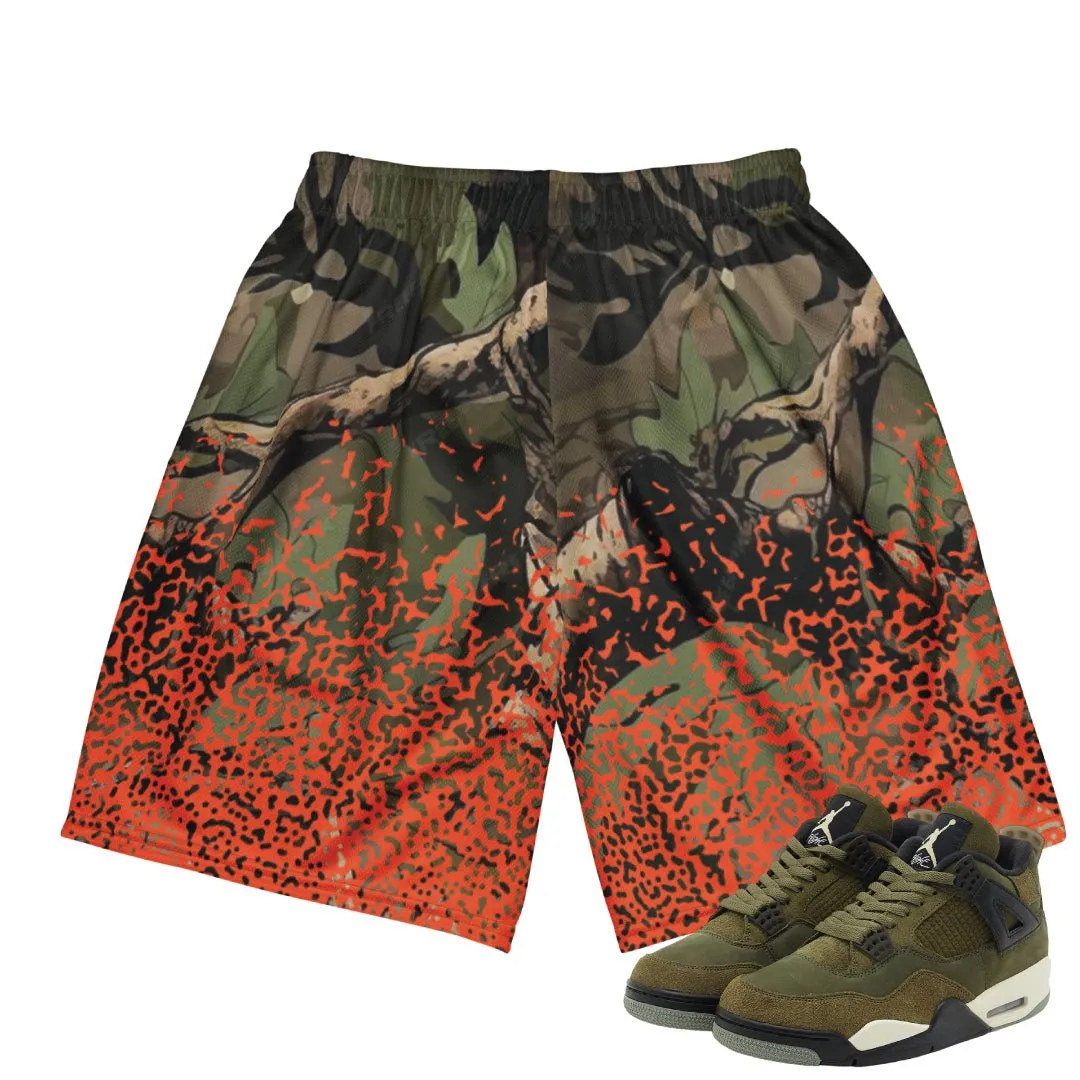 new semester Breathable Motion RETRO 4 CRAFT "MEDIUM OLIVE" CAMO SPLATTER MESH SHORTS