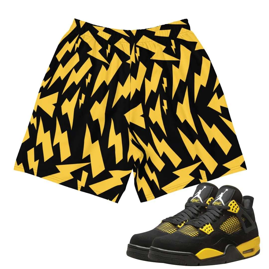 Retro 4 Thunder Lightning Bolt Shorts LaserCutEdging Anti Slip Waistband
