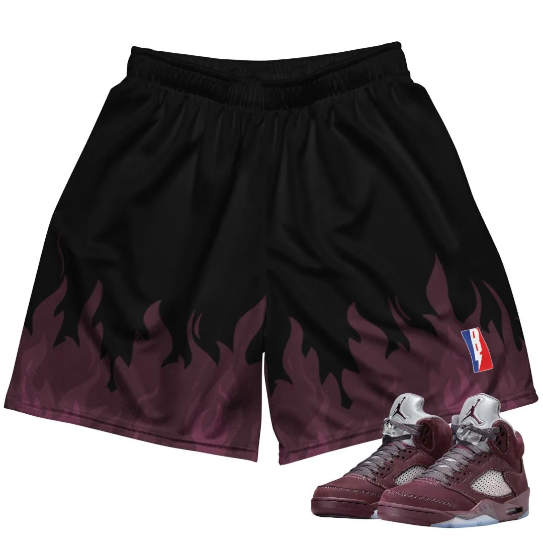 RETRO 5 BURGUNDY FLAME MESH SHORTS Easy Days All Purpose