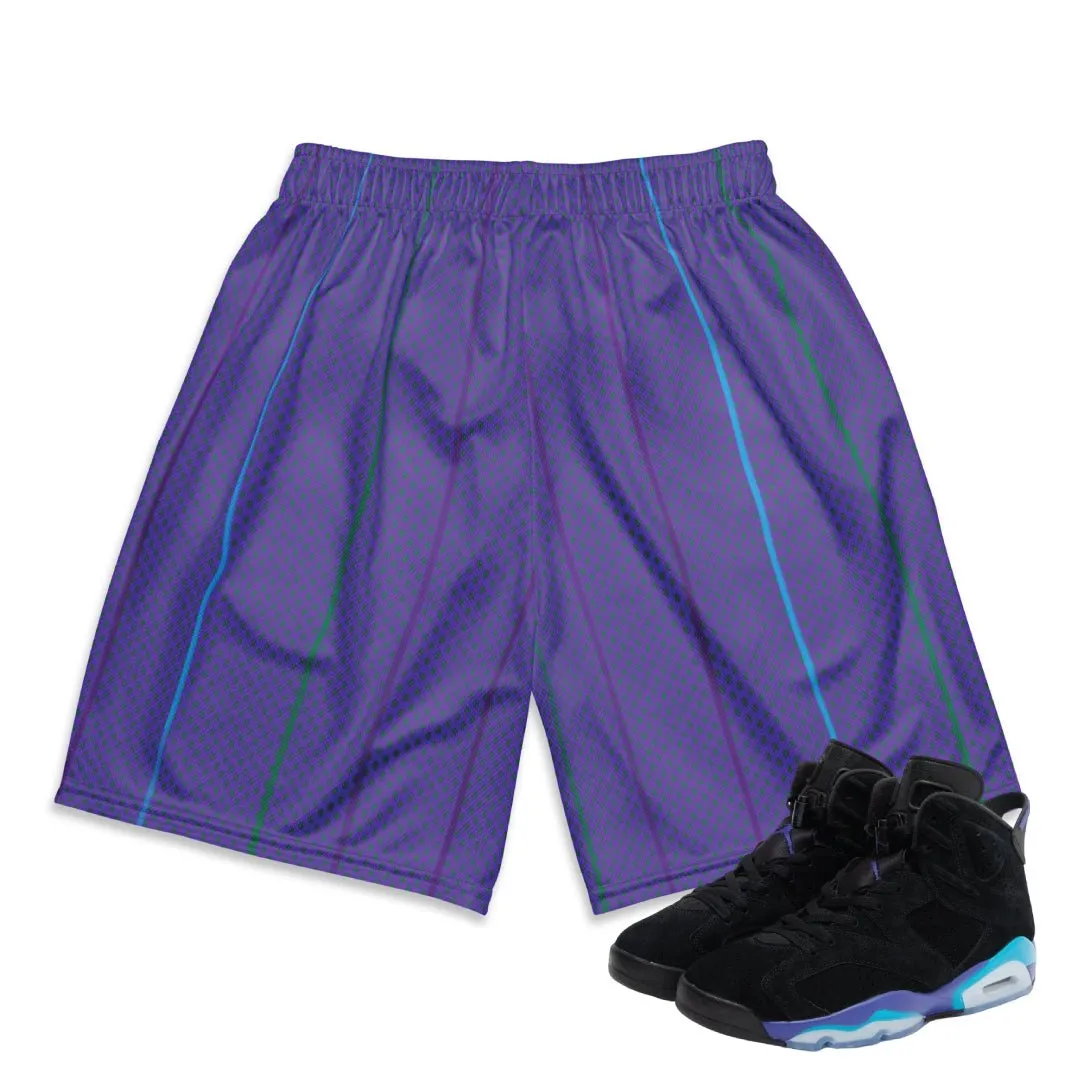 RETRO 6 AQUA HORNETS MESH SHORTS Warm Weather Style ZipperedSecurity