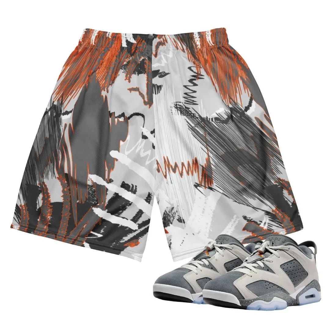 RETRO 6 LOW PSG "CEMENT GREY" Camo MESH SHORTS Sporty Layer