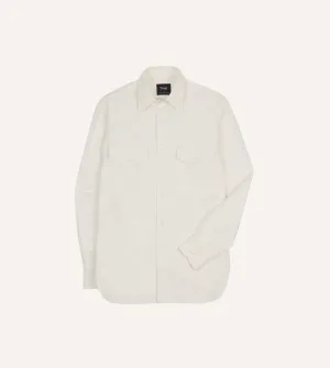 White Cotton Two-Pocket Work Shirt Comfy Style