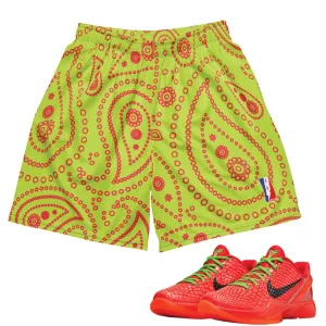 Reverse Grinch Protro Paisley Basketball Mesh Shorts Ergonomic Curved Seams
