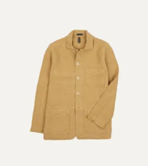 Rugged Daily Style Sand Linen Five-Pocket Chore Jacket