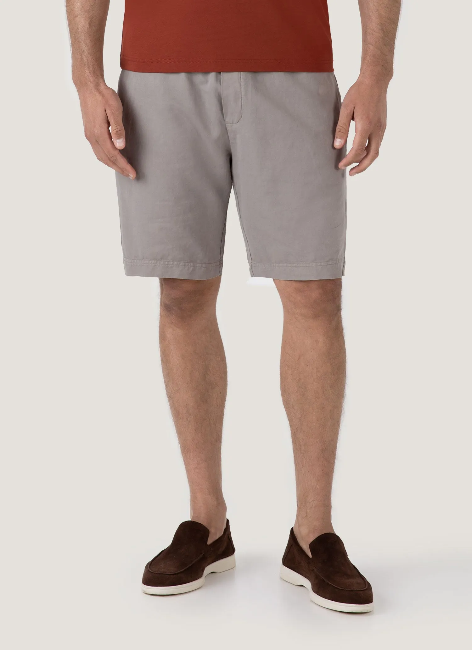 Summer Comfort Pocket Reinforcement Men's Cotton Linen Drawstring Shorts in Pewter