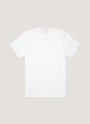 Men's Classic T-shirt in White Outdoor Leisure Cross Grain Knit