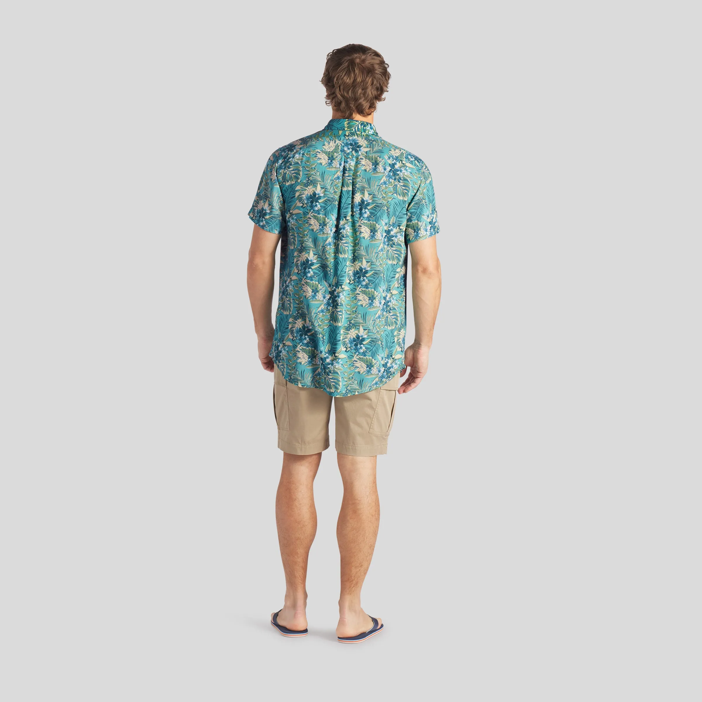 Breathable Active Wear Vintage Hawaiian Shirt - Teal Yellow