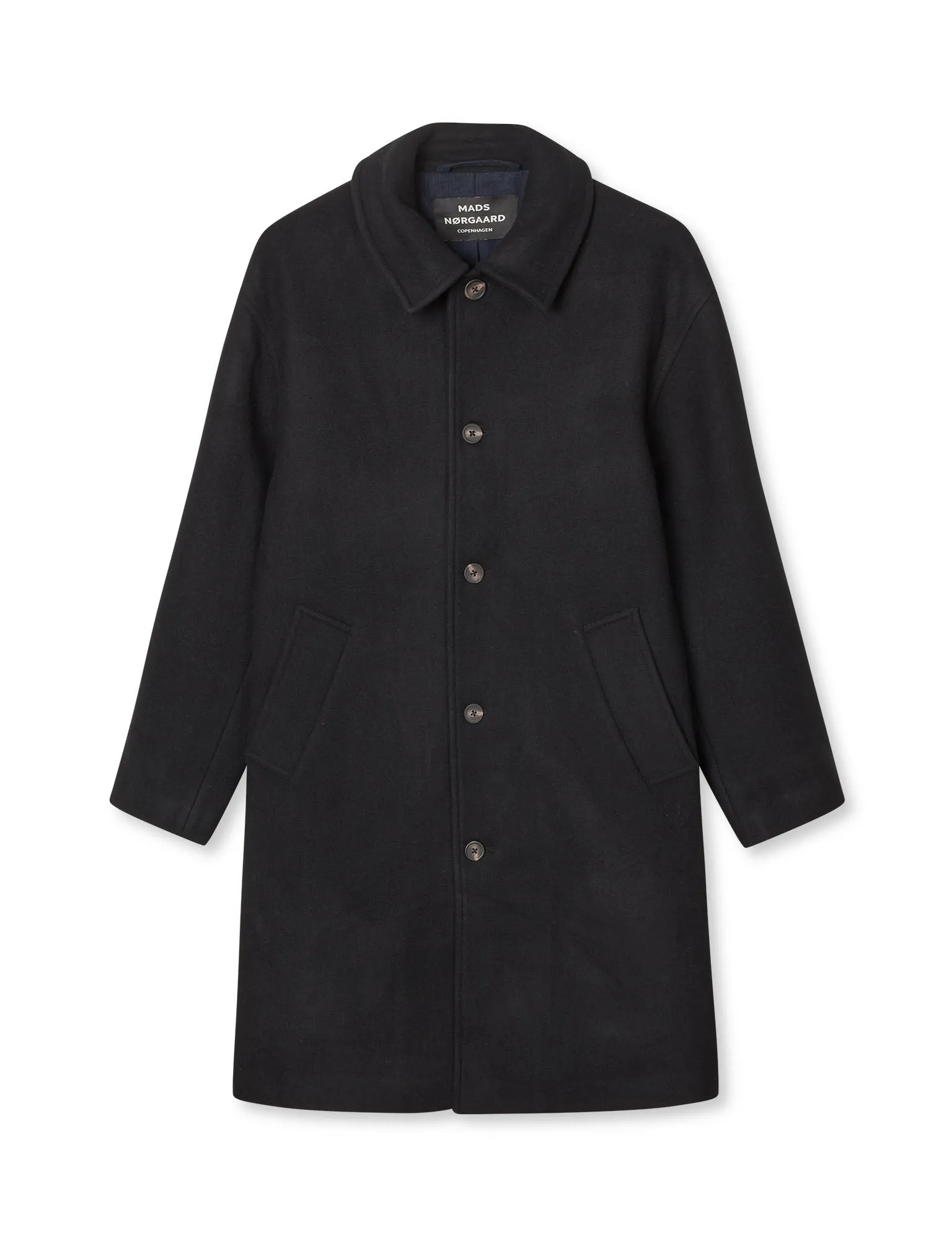 Compact Wool Curtis Coat, Black Subtle Layers Stretch Fit