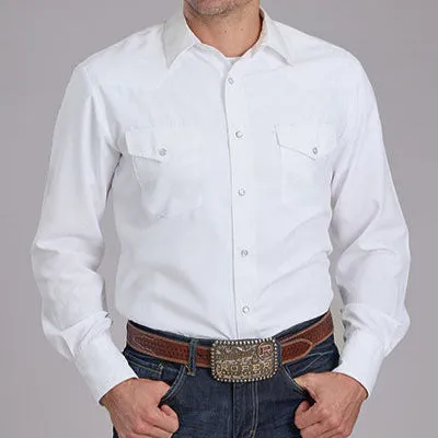 Comfy Apparel Roper Men's L/S Tone On Tone Western Motif Snap Shirt in White