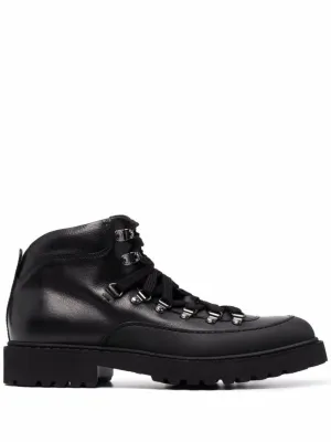 Rugged Black Leather Ankle Boots Soft Leather Lining