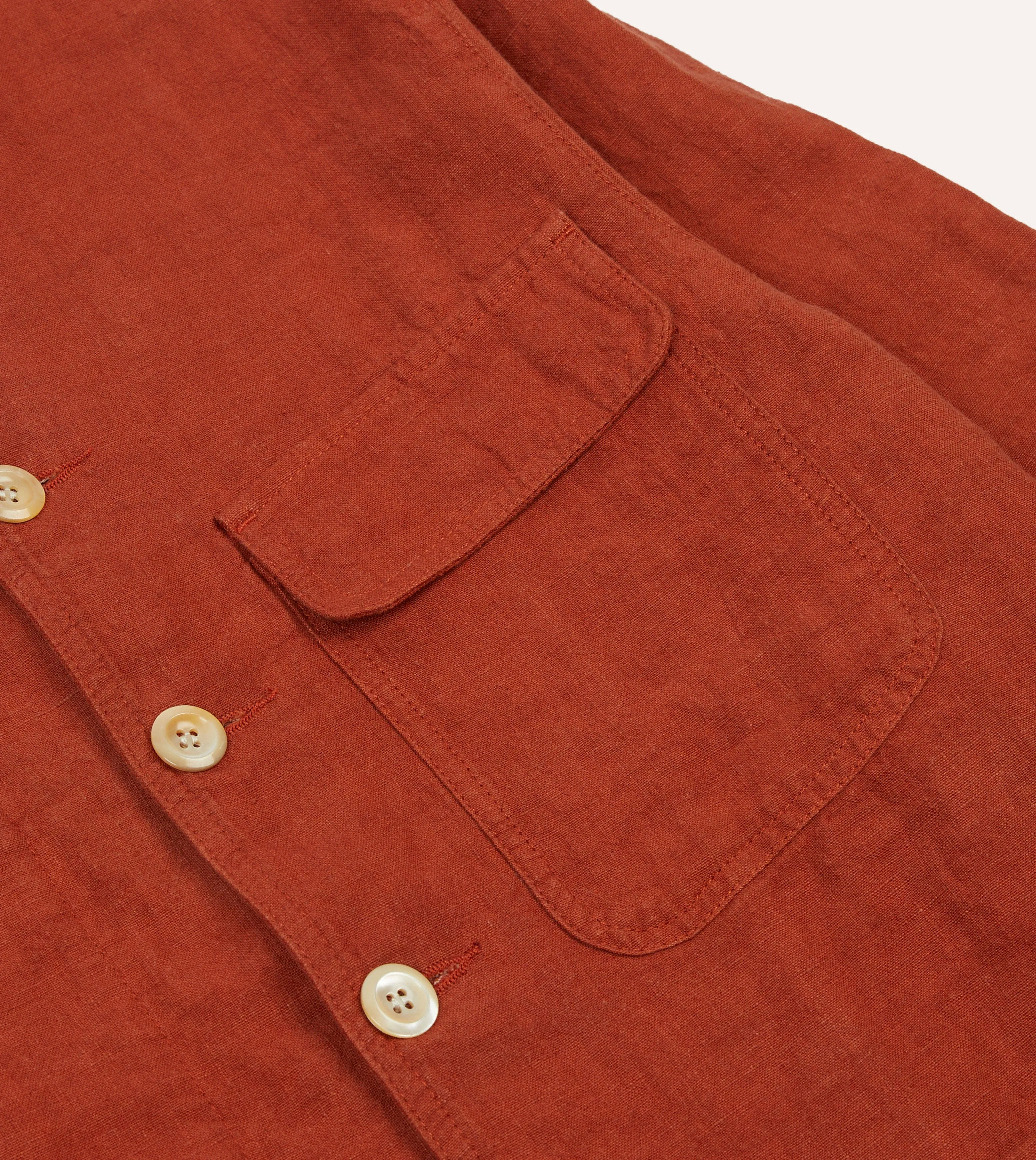 Rust Linen Forestiere Jacket elastic waistband